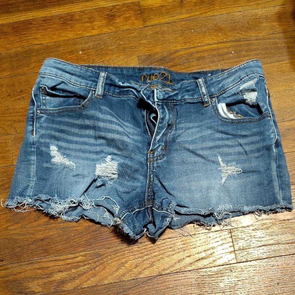 Rue21 Blue Distressed Jean Shorts